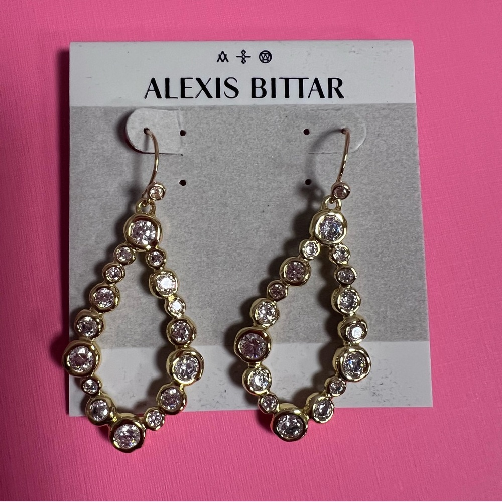 Alexis Bittar Gold Crystal Dangle Earrings NWT